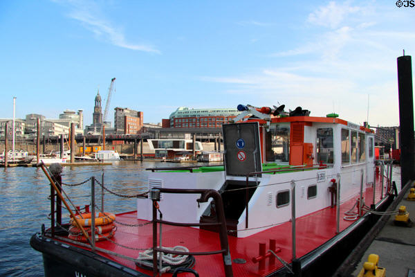 Deepenschriewer III hydrographic research ship docked on Elbe River. Hamburg, Germany.