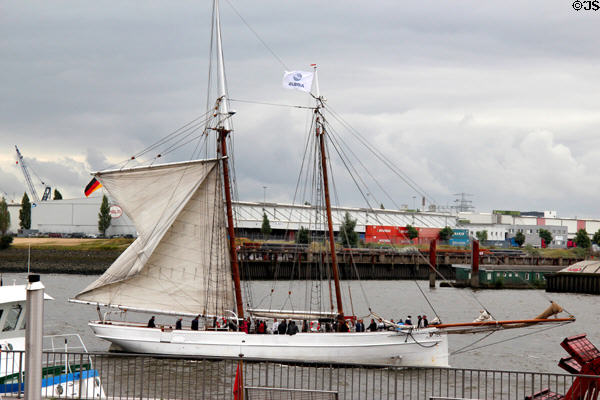Sailing ship Elbe on Elbe River. Hamburg, Germany.