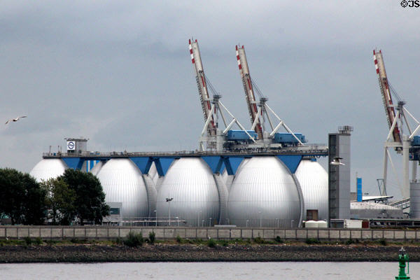 Bulk storage structures at Tollerort Container Terminal. Hamburg, Germany.