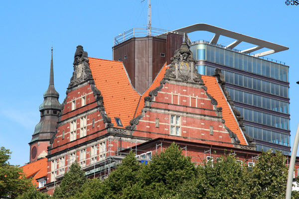 Federal Maritime & Hydrographic Agency of Germany (Bundesamt für Seeschifffahrt und Hydrographie) on hill above St Pauli Pier. Hamburg, Germany.