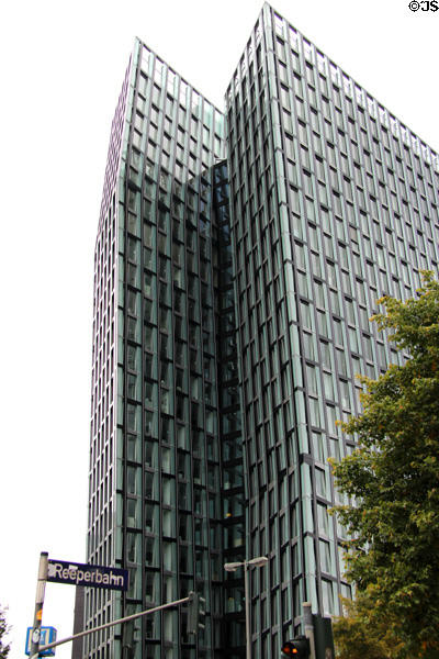 Tanzende Türme (2012) (aka Dancing or Tango Towers) (Reeperbahn 1). Hamburg, Germany. Architect: Hadi Teherani Holding GMBH.