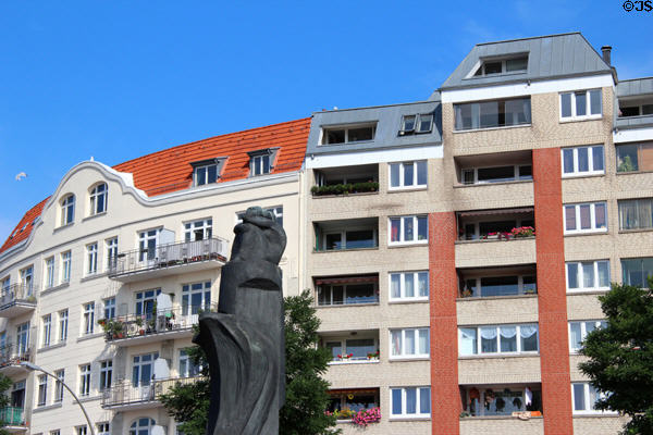 Residences above St Pauli Pier area. Hamburg, Germany.
