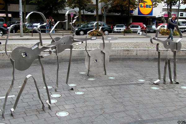 Monument to Beatles (2008) on Beatles-Platz Square in Reeperbahn where they played early in their career. Hamburg, Germany. Architect: Dohse & Stich.