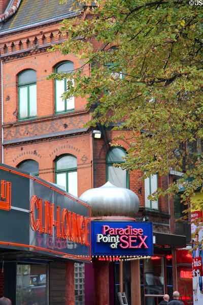 Advertising sign for Reeperbahn establishment. Hamburg, Germany.