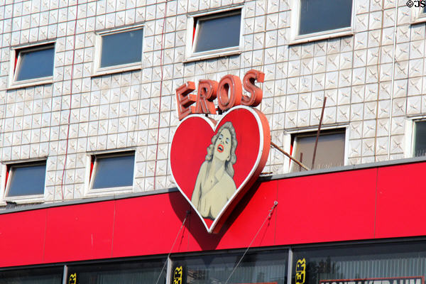 Advertising sign for Reeperbahn establishment. Hamburg, Germany.
