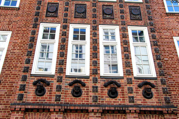 Davidwache police station decorative ceramic elements by Richard Kuöhl near Reeperbahn. Hamburg, Germany.