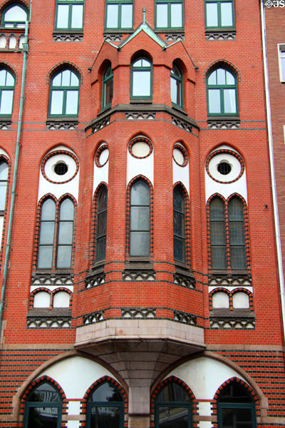 Brickwork detail of Swedish Gustav Adolf Church. Hamburg, Germany.