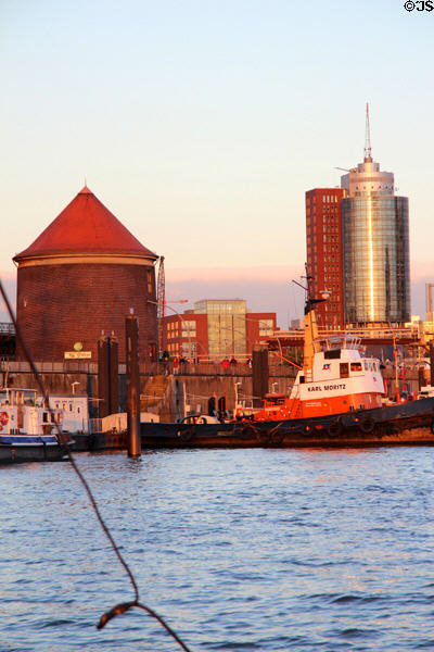 New buildings, seen from river, under construction in HafenCity district. Hamburg, Germany.