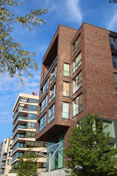 Modern residential buildings on Dalmannkai in HafenCity. Hamburg, Germany.