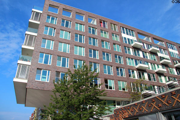 Modern residential building on Dalmannkai in HafenCity. Hamburg, Germany.
