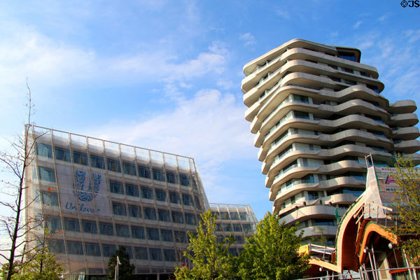 Unilever Haus & Marco-Polo tower in HafenCity. Hamburg, Germany.