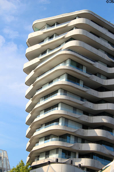 Design detail of Marco-Polo tower in HafenCity. Hamburg, Germany.