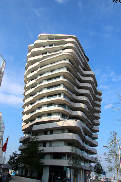 Marco-Polo tower in HafenCity. Hamburg, Germany.