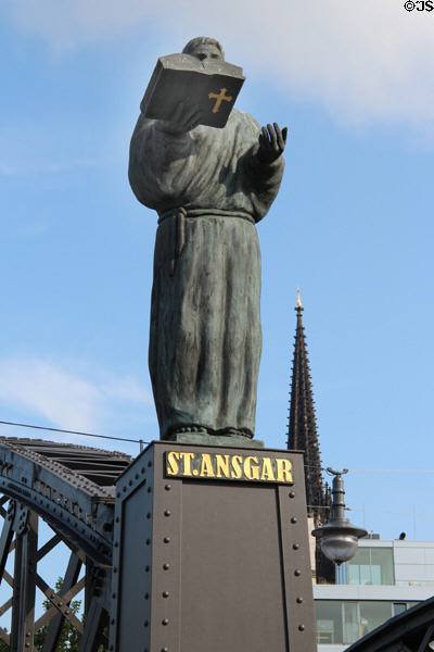Statue of St Ansgar on Brooksbrücke. Hamburg, Germany.