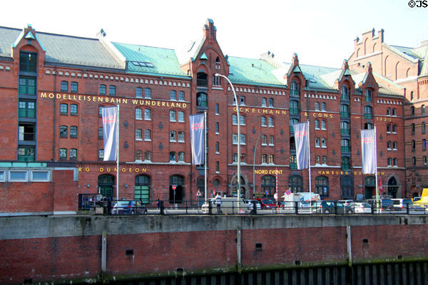Modelleisenbahn Wunderland in heritage warehouse building beside Brooksbrücke. Hamburg, Germany.
