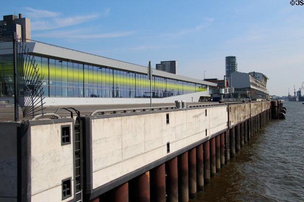 Passenger terminal at Altona Cruise Terminal complex on Elbe River. Hamburg, Germany.