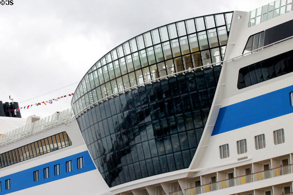 Observation deck on cruise ship AIDA mar, Genoa, docked at Altona port. Hamburg, Germany.