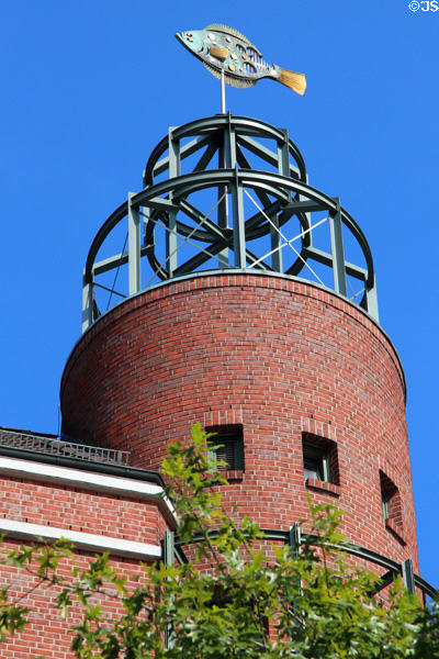 Flounder weathervane atop tower nearby Hamburg Fish Market. Hamburg, Germany.