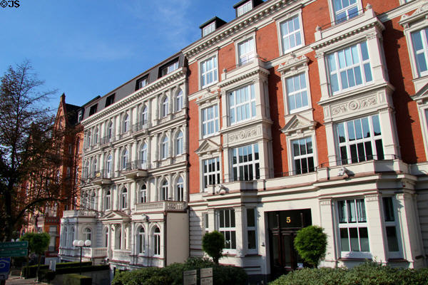 Row of residential buildings (Rothenbaum chaussee). Hamburg, Germany.