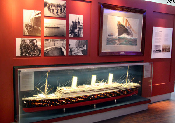Express Steamer Imperator (1912) ceded to Allies after WWI & used by Cunard-White Star line as Berengaria at Hamburg History Museum. Hamburg, Germany.