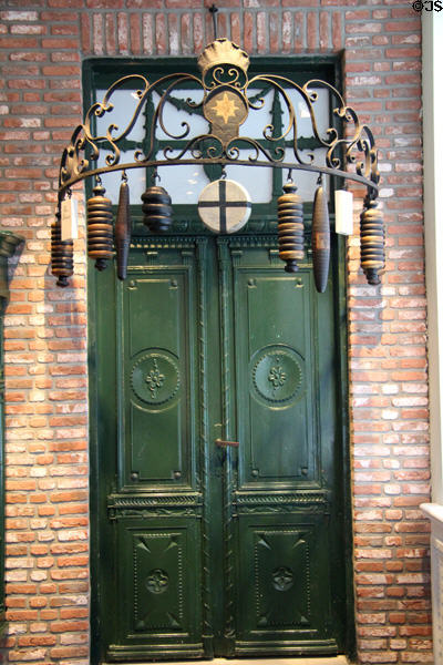 Shop sign & door at Hamburg History Museum. Hamburg, Germany.