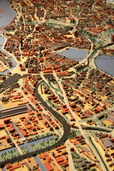 Model of center of Hamburg at Hamburg History Museum. Hamburg, Germany.
