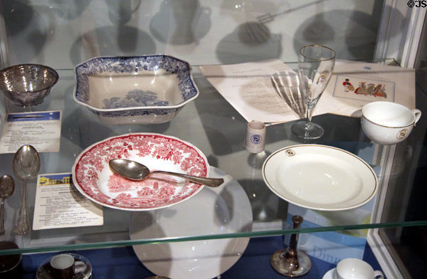 Tableware from Gross Motorschiff & Arose lines at International Maritime Museum. Hamburg, Germany.