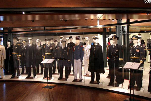 Uniforms of Officers of the German Navy at International Maritime Museum. Hamburg, Germany.