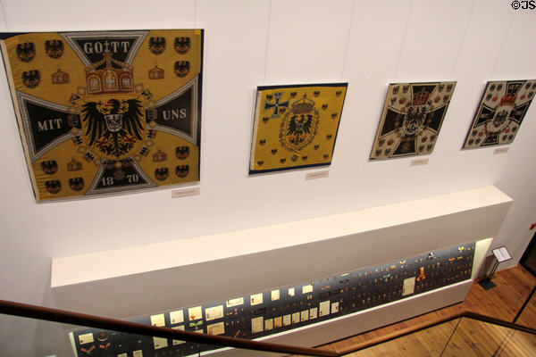 Standard flags for German Kaisers at International Maritime Museum. Hamburg, Germany.
