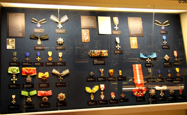 Military metals, ribbons & honors at International Maritime Museum. Hamburg, Germany.