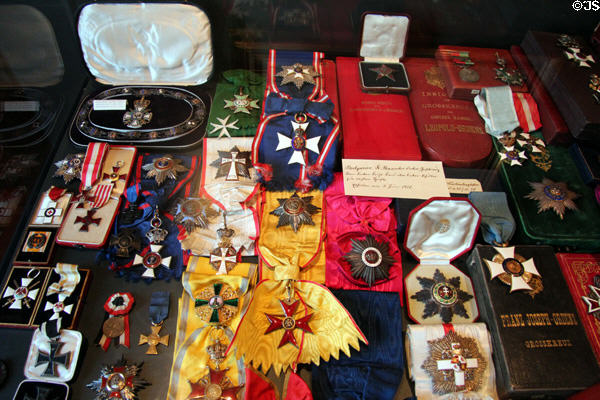 Array of military honors at International Maritime Museum. Hamburg, Germany.