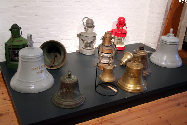 Ships bells & lanterns at International Maritime Museum. Hamburg, Germany.