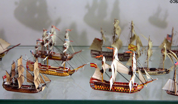 Sailing ship models at International Maritime Museum. Hamburg, Germany.