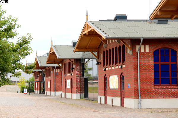Row of buildings at Emigration Museum BallinStadt. Hamburg, Germany.
