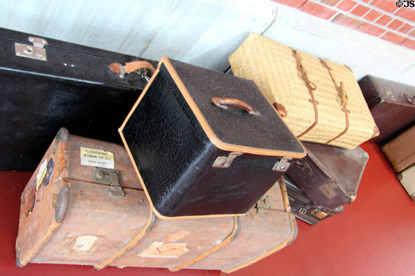 Luggage like that used by emigrants at Emigration Museum BallinStadt. Hamburg, Germany.