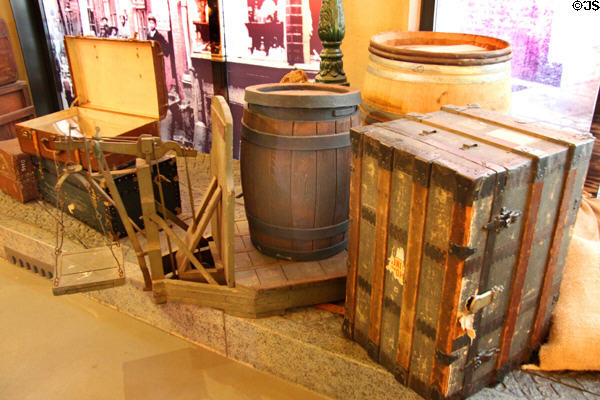 Weigh scale & shipments taken on shipboard at Emigration Museum BallinStadt. Hamburg, Germany.