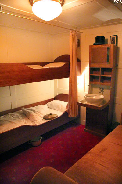 Comfortable living quarters for Second Class passengers at Emigration Museum BallinStadt. Hamburg, Germany.