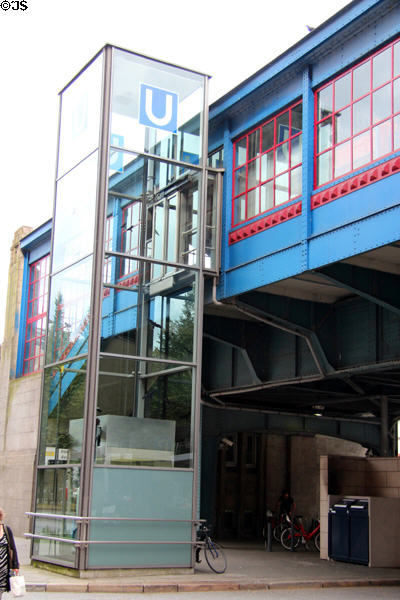 Elevator outside Hamburg U-Bahn station. Hamburg, Germany.