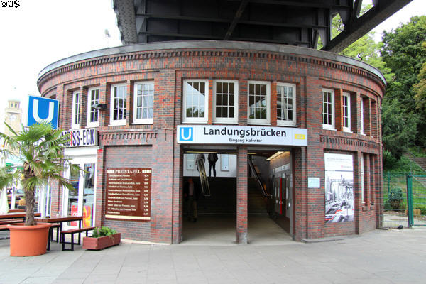 Landungsbrücken U-Bahn brick station. Hamburg, Germany.