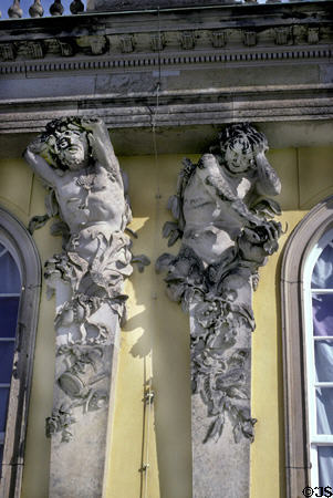 Atlas like figures of Sanssouci Palace. Potsdam, Germany.
