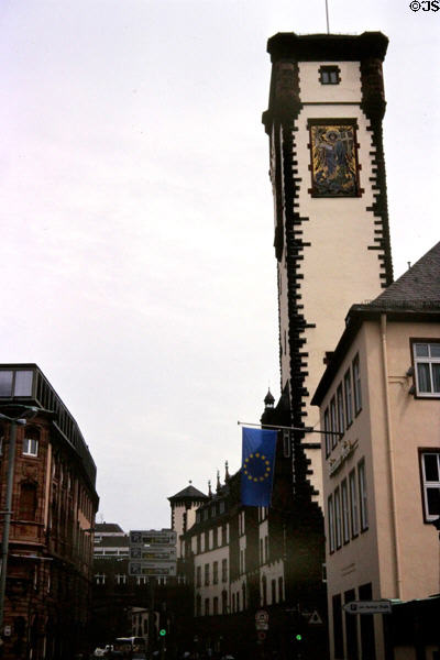 Langer Franz tower (1900-1908) built as part of city hall expansion. Frankfurt am Main, Germany.