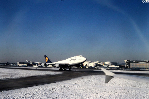 Lufthansa plane on tarmac at Frankfurt am Main Airport. Germany.