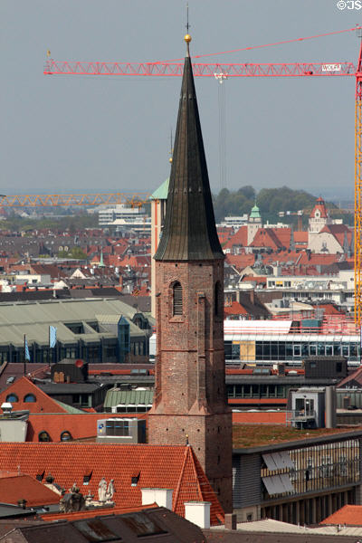 Spire of St Salvatore church (1493). Munich, Germany. Style: late Gothic.
