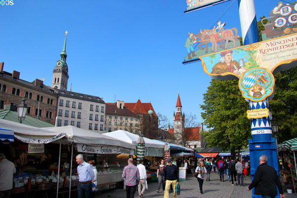 Market square of Viktualienmarkt. Munich, Germany.