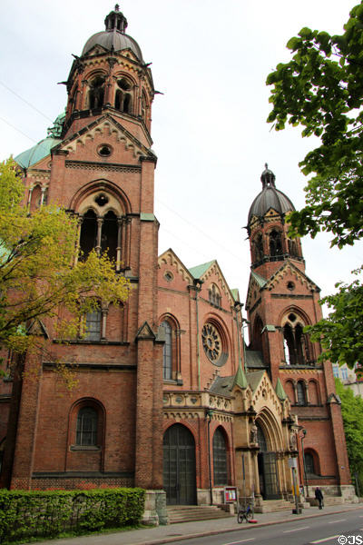 Entrance facade of St Lukas. Munich, Germany.