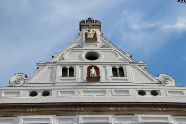 Upper pediment of St Michael Kirche. Munich, Germany.