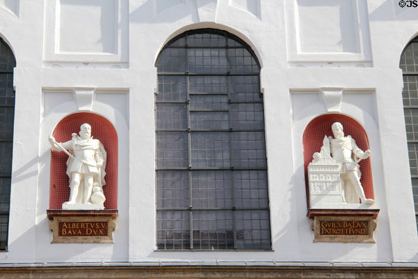 Sculptures of church sponsors at St Michael Kirche. Munich, Germany.