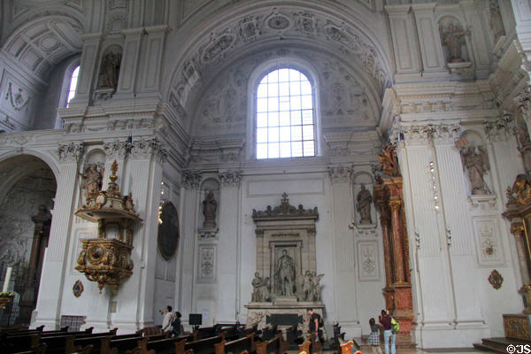 Interior arches of St Michael Kirche. Munich, Germany.
