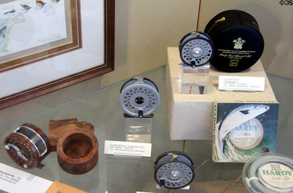 Fly fishing reels at German Hunting & Fishing Museum. Munich, Germany.