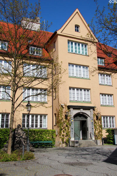 Courtyard architecture of Munich City Museum. Munich, Germany.